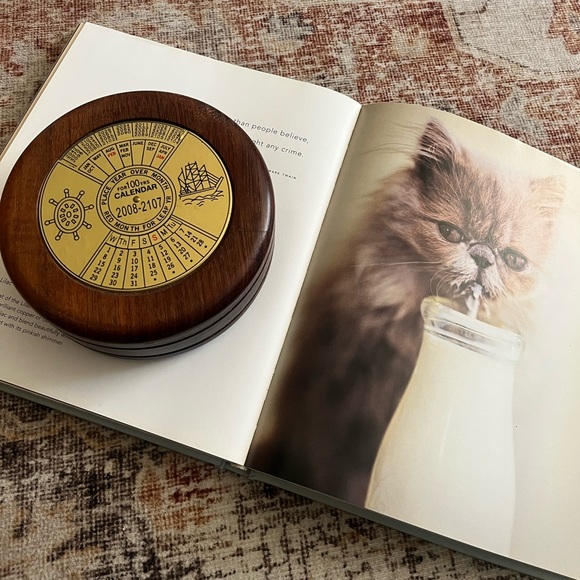 Other - Vintage Perpetual Calendar in Brown Wood Finish